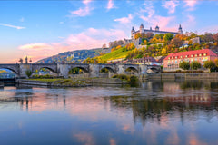 Marienberg Fortress and Old Main Bridge in the glow of the sunrise | Mural
