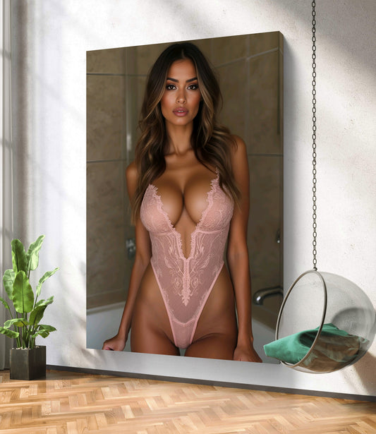 Tatiana im Badezimmer | Poster Leinwand | Provokativ Sexy