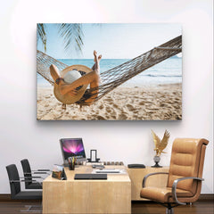 Summer travel vacation concept, happy traveling Asian woman | Wall mural