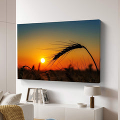 Sonne über Getreidefeld im Sommer | Wandbild