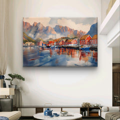 A watercolor portrait of Norway's coastal jewel, the Lofoten Islands | Wall Art