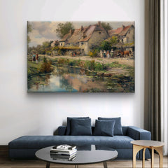 Oil painting of old French village amidst rustic charm | Wall art